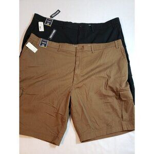 Roundtree & Yorke Mens Big‎ & Tall Cargo shorts Lot of 2 Black Brown New Size 3X
